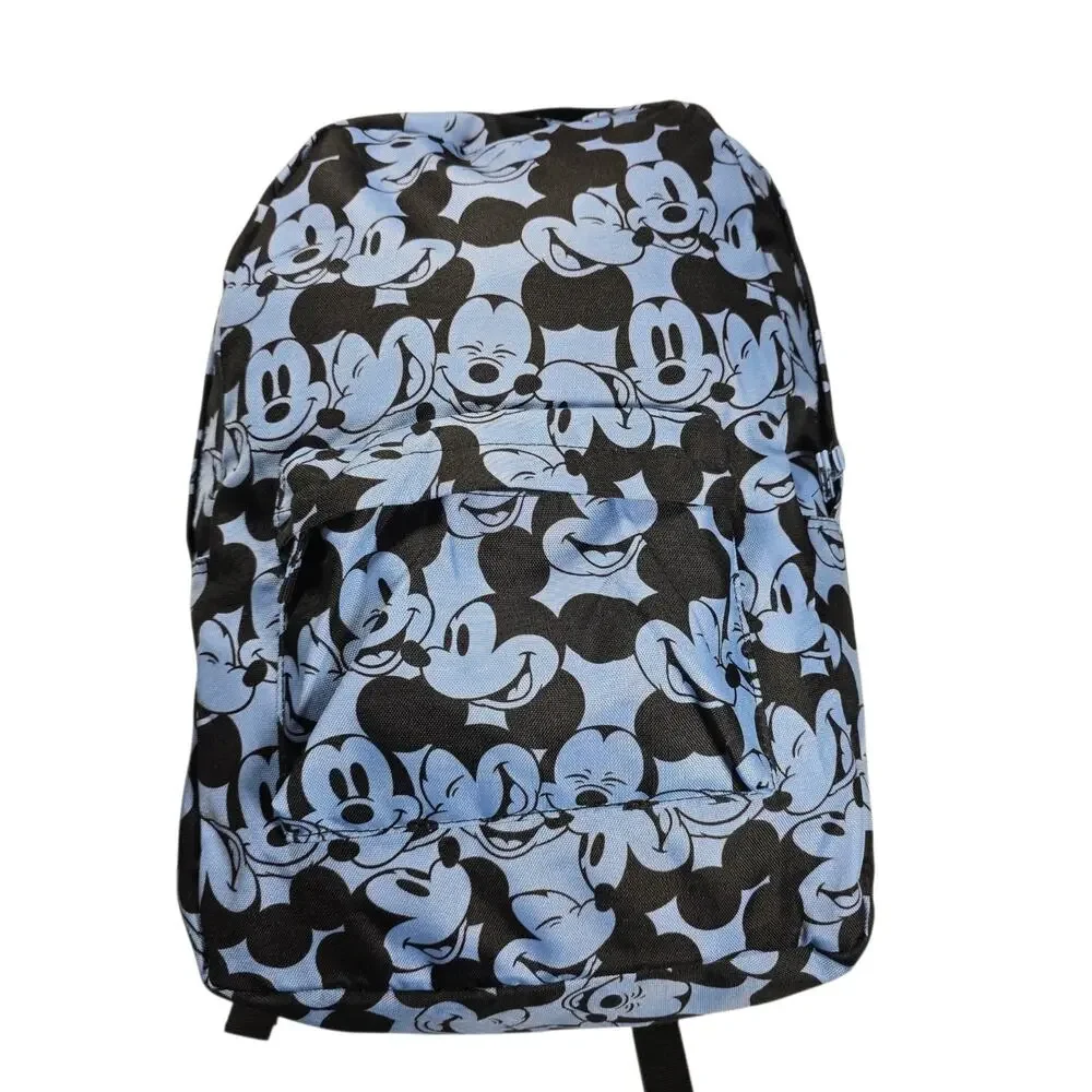 EUC Disney Mickey Mouse Expressions Backpack All Over Print Sky Blue & Black